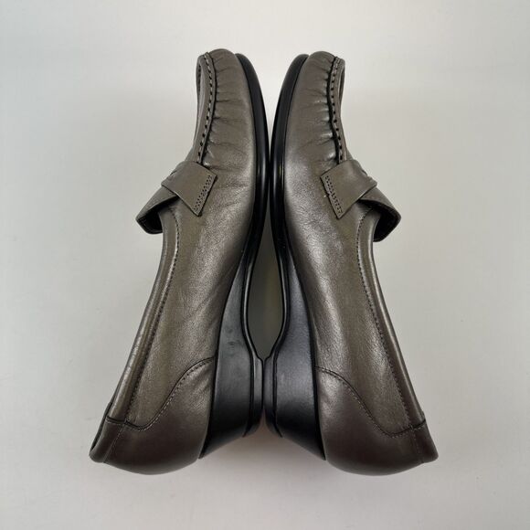 SAS Easier Slip On Loafer Pewter Leather Silver Metallic Wedge Womens Size 8.5 M - Picture 8 of 13